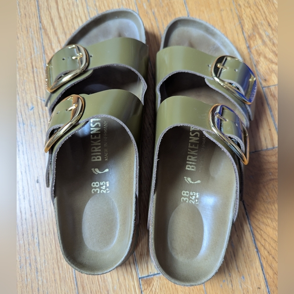 Birkenstock Shoes - Birkenstock Green and Gold Sandals with Adjustable Straps